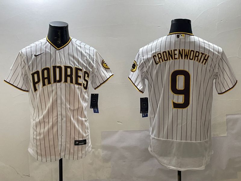 Men San Diego Padres #9 Cronenworth White Stripe Elite 2025 Nike MLB Jersey style 1->san diego padres->MLB Jersey